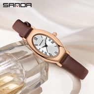 SANDA Fashion Medieval Quartz Women's Watch Simple Small Dial Versatile Waterproof Roman Digital Ladies Watch