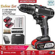 42V Cordless Electric Drill with FREE 2 Battery Hard Case Screwdriver Handheld Power Tools 28 Pcs Se