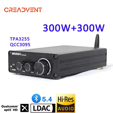 Creadvent 2*300W Bluetooth QCC3095 High Power Amplifier TPA3255 2.0 Channel APTX-HD LDAC PCM5102A Hi