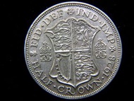 銀幣-1928年英國皇家國徽盾1/2克郎(Half Silver Crown)中銀幣(英皇佐治五世像)