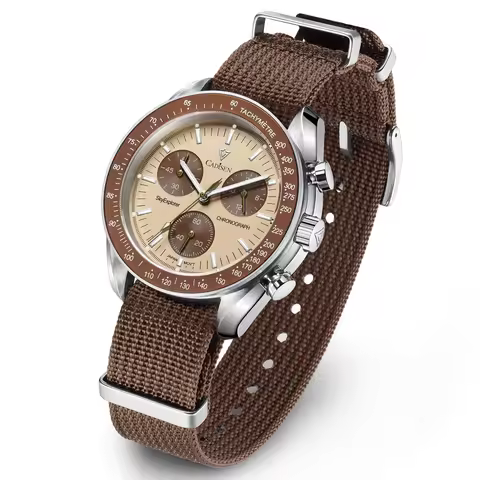 CADISEN New Men's Watches Luxury Quartz Wrist Watch For Men Sapphire AR Coated Crystal Canvas VK68 S