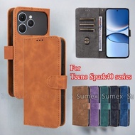 Leather Flip Cover for Tecno Spark40 Spark 40 Pro + Plus 40C 2025 Stand Holder Magnetic Card Slot Wa