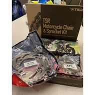 💯 ori tsr motorcycle chain/rantai & sprocket/spoket kit complete set 14t 36t 110L for demak evo z/ev