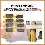 PORSCHE CAYMAN  981 982 718 GTS EBC YELLOW STAFF 8PCS FRONT AND REAR BRAKE PAD USED LIKE NEW