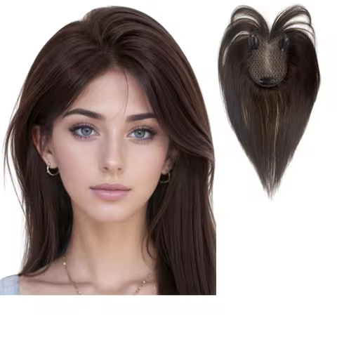 Invisible Seamless Hair Topper 8x11cm Ultra-Thin Mesh Clip-In Bangs Real Natural Hairpiece for Women
