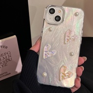 Raimondo Casing Hologram bulu penuh pita kupu-kupu hati for iPhone X XS XR XSMAX 11 12 13 14 15 Plus
