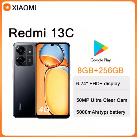 Xiaomi Redmi 13C 6.74" HD Screen 5000mAh Large Battery Dual SIM Unlocked Smartphone 8GB+256GB Mobile