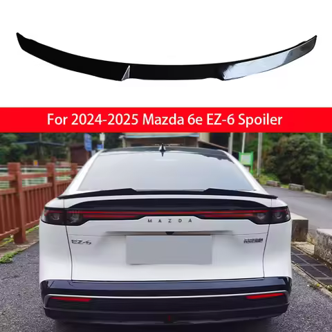 For 2024-2025 Mazda 6e EZ-6 Rear Trunk Lid Car Spoiler Bright Black Carbon Fiber Car Tail Adjustment