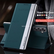 Matte Flip Leather Phone Case For Samsung Galaxy S23 S24 FE plus Ultra S24FE S24+ S24plus S24Ultra S