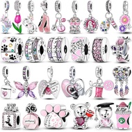 Pink Series Charms 925 Silver Perfume Butterfly Charm Beads Pendent Dangle Fit Original Charm Bracel