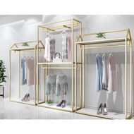 ✅Ready Stock✅ Gold Clothing Store Display Frame Men Women Floor Clothes Rack Light Luxury Wedding Ra