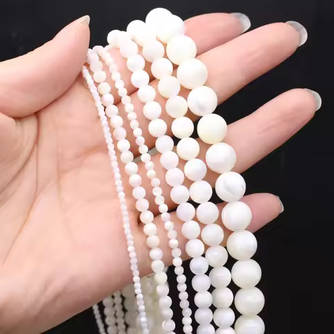 1Strand 2/3/4/6/8/10mm Natural Shell Beads Round White Shell Charms for DIY Necklace Bracelets Jewel
