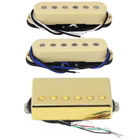 FLEOR 3pcs Alnico 5 Guitar Pickup Set - Single Coil & Humbucker Pickup 14K HSS Guitar Parts