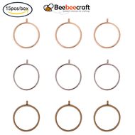 Beebeecraft 1 Box 15 pc Round Open Bezel Charms 3-Color Alloy Frame Pendants Color-Lasting Hollow Resin Frames with Loop for Resin Jewelry Making