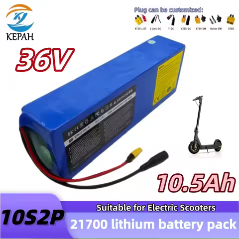 21700 10.5Ah Lithium Battery Pack 10S2P 36V 5C Power Rechargeable 650W for Electric scooters bicycle