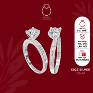 S925 MiASJ Italian silver women's ring with 4 prongs and thin stone, simple and gentle N509