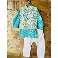 [Size 16 (12 to 18 mths)] Boys Cotton Kurta with Bottom & Jacket Set App
