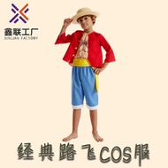 One Piece Luffy Cosplay Costume Classic Straw Hat Children's Boys Anime Costume Role Play Set Luffy