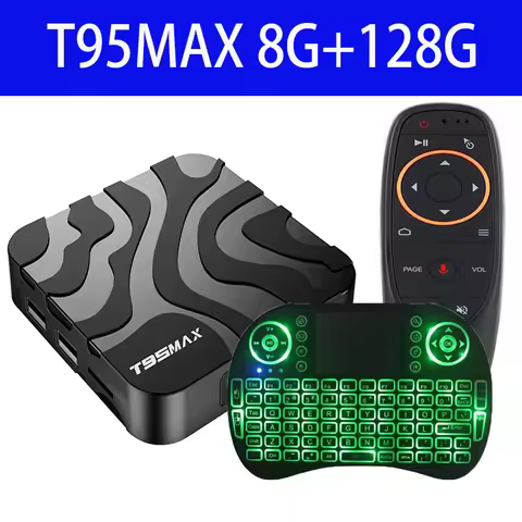 New H618 Android 14 T95 Max Smart TV Box Double Wifi 2.4G&5.8G 6K 3D Ram 8G Rom 128GB 64GB Voice Ass
