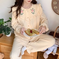 Bộ Đồ Ngủ Cotton Pha Không Khí Cho Bà Bầu Sau Sinh Cho Mùa Thu Đông Quần Áo Mặc Nhà Cho Bà Bầu Cho B