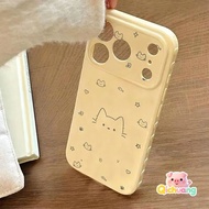 Cute Line Art Cat Side Hearts Case For OPPO A80 A79 A55 A55S A54 A53 A53S A33 A32 A16 A16S A11S 5G 4
