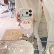 For iPhone 17 13 14 15 16 pro max case Korean Style ins Soft Cute Girl Heart Cup Bear Magnetic Holde