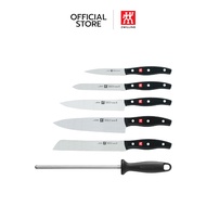 ZWILLING ชุดมีดสแตนเลสสตีลพร้อมบล็อกมีดไม้ รุ่น TWIN POLLUX  มีความคมและทนทาน เซท 7 ชิ้น สีเงิน ด้าม