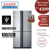 Sharp 700L R600A J Tech Inverter 4 Door Avance Refrigerator SJF85VMSS | 4 Door Double French Fridge | Peti Sejuk 4 Pintu