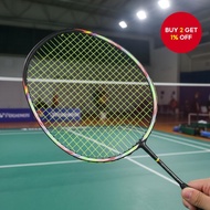 Genuine Full Carbon Badminton Racket, Pre-Strung 22-25 lbs, Includes Free Grip  Raket Badminton Karb