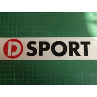 sticker D SPORT hitam 8inci