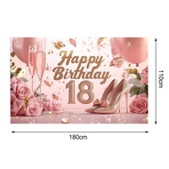 18th/50th/65th Happy Birthday Backdrop Background Banner For Man Woman Napkin Balloon Door Curtain 5
