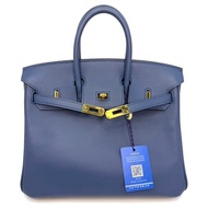 ［4179］Hermès 愛馬仕 Birkin 25 瑪瑙藍 手提包 SW皮 金扣