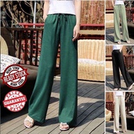 🔥Ready Stock 🇲🇾 Korean Women Chiffon Wide Leg Pants Long Trousers New Summer Long Pants for Women Casual Elastic Waits Comfy Linen Pants