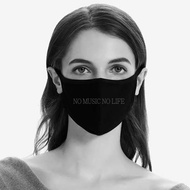台灣製 全黑音樂文字 時尚布口罩 洗滌重複使用 Dark Black 環保