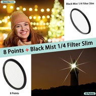 Camera Filter Set 2pcs Black Mist Soft Focus And 8 Point Star Filter 49-82mm