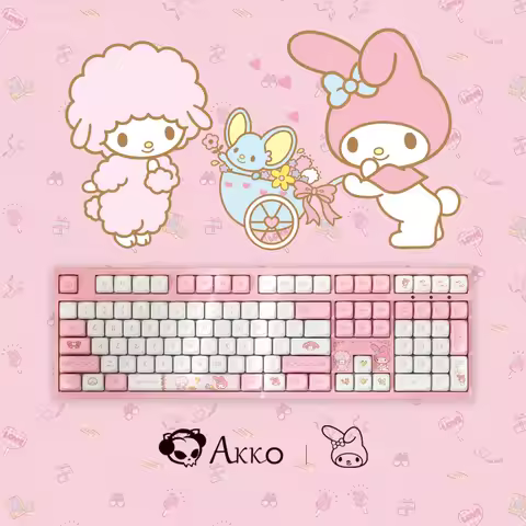 Akko x My Melody 3108 Mechanical Keyboard 2.4GHz & Wired Cute Cartoon Anime Keyboard Gift for Mechan