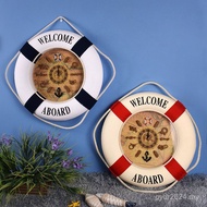 Children's Room Bedroom Movement Mediterranean Style Creative Lifebuoy 50cm Simulation Clock Mute Wa