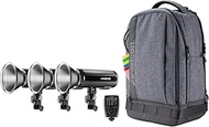 Westcott FJ200 Strobe 3-Light Backpack Kit with FJ-X3 M Universal Wireless Trigger - Portable Photog
