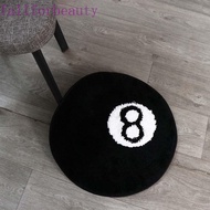 FALLFORBEAUTY 8 Ball Carpet, Plush Anti-slip 8 Ball Rug, Creative Skin Friendly Black Round 8 Ball M