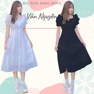 Big size white pleated dress from 60kg-90kg