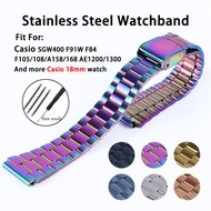 3-bead Stainless Steel Watchband 18mm for Casio SGW400 F91W F84 F105/108/A158/168 AE1200/1300 Classi