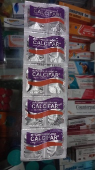 CALCIFAR | Calcifar 1 strip isi 10 tab (Kalsium 500mg + Vitamin D3 400IU) Vitamin Tulang |  Suplemen