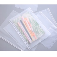 A6/A5/B5 Loose-Leaf Zipper Storage Bag Binder Pocket Plastic Zipper Bag Waterproof
