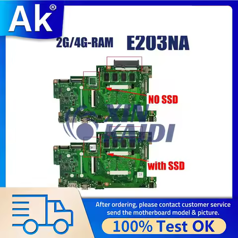 For ASUS Enhanced Mainboard E203NA Laptop Motherboard Vivobook E203N L203NA E203NAH CPU N3350 N4200 