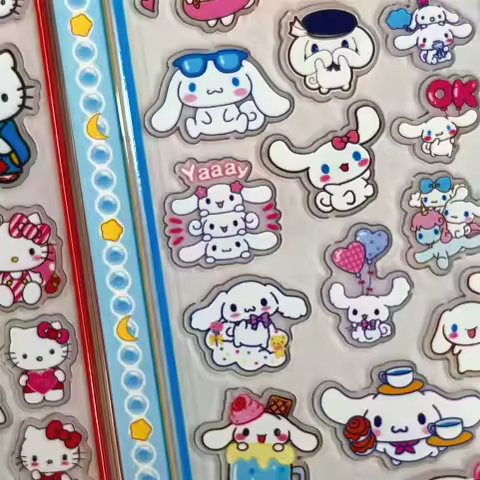 Cartoon Sanrio 3D Stickers: Hello Kitty & My Melody Decals, Kids' Journal & Stationery Decoration St