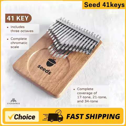 Seeds Chromatic Kalimba 41 Keys C Tone 3 Layer Professional Thumb Piano Handmade Okoume Wood Calimba