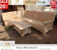 Kursi Tamu Sudut Kayu Jati Gajah Minimalis