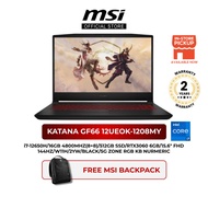 MSI Katana GF66 12UEOK-1208MY/15.6" FHD (1920*1080), 144Hz/ i7-12650H/16GB DDR5/512GB/RX6500M/W11H/1YR/FOC : BACKPACK