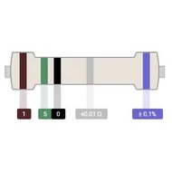 Metal Film Resistor DIP 1/4W Color Ring 0.1% Precision 1.5 R/2R/11R/12R/13R/15R/820k