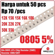 50pcs Resistor 0805 12K 13K 15K 16K 18K 20K 22K 27K 30K 33K Chip Resistor SMD 0805 5% 12K Ohm 33K Oh